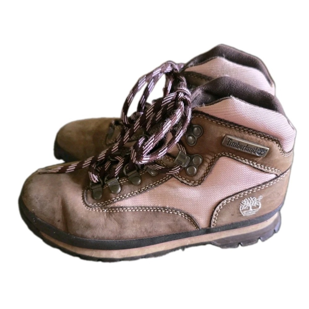 Timberland Women's Size 8 Brown Pink Leather Hiking Boots Trail Outdoors Rugged
